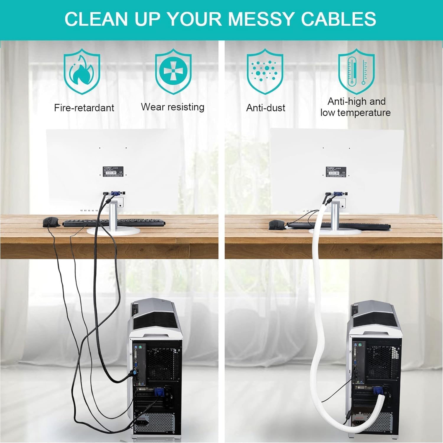 Amazon.co.jp: ZhiYo編組ケーブルスリーブ 白 長さ約3m 直径12